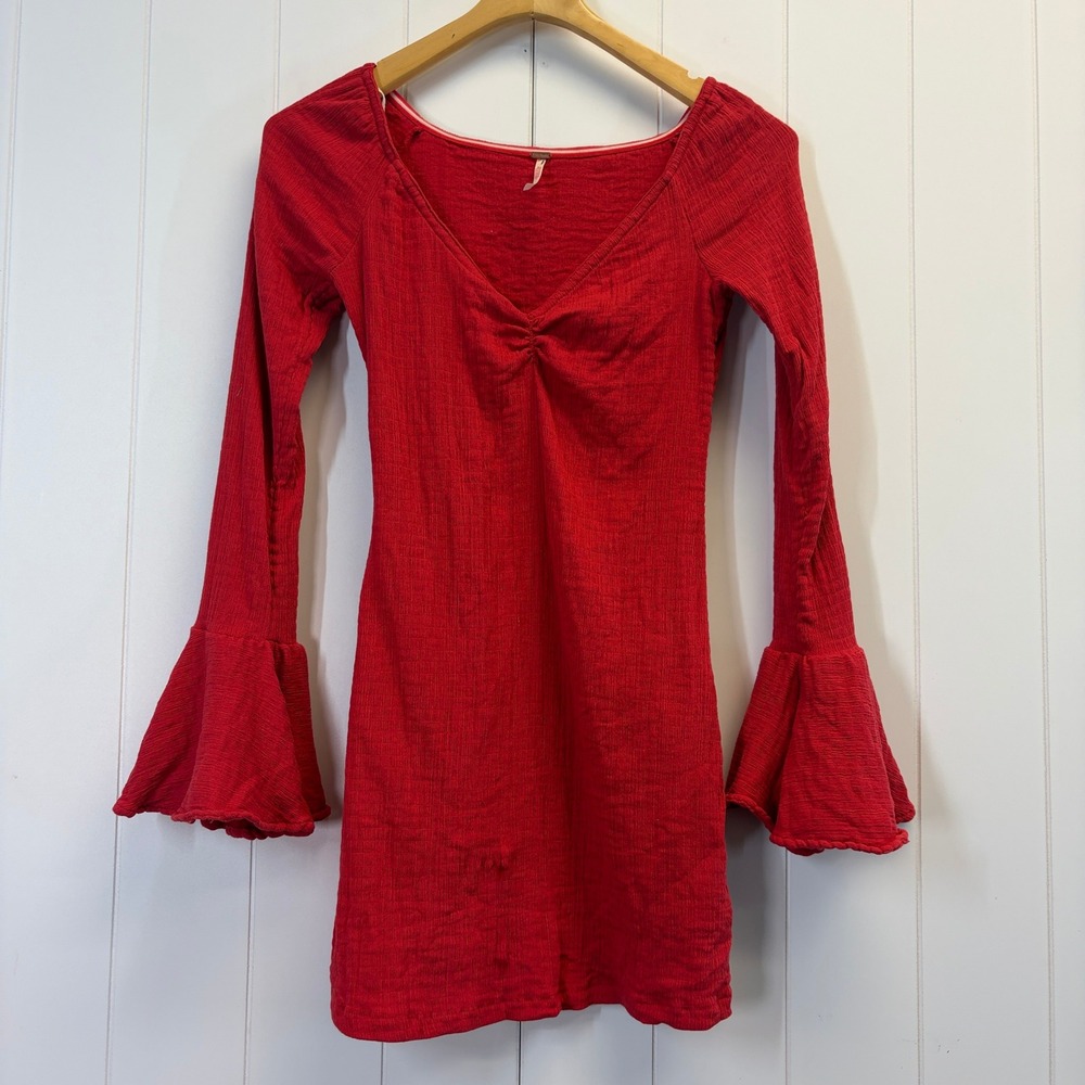 Free People Y2K Boho Flare Sleeve Bodycon Mini Dress Women Small Party Festival